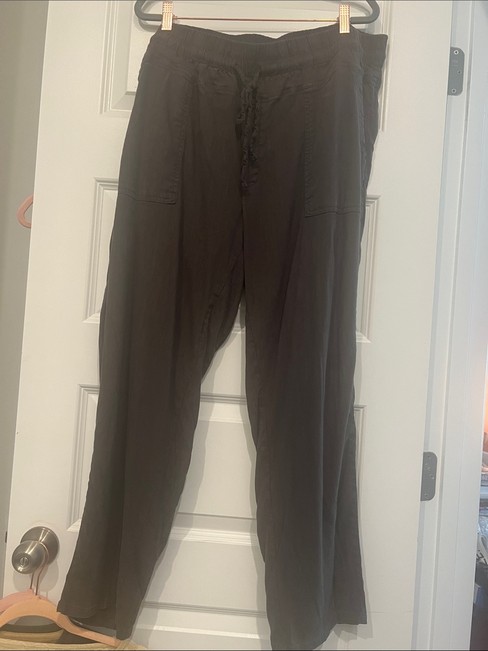 Kut from the Kloth Linen Blend Black Relaxed Drawstring Trousers